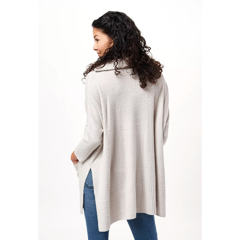NWT BAREFOOT DREAMS FOG GRAY COZYCHIC LITE HALF ZIP ROLLED EDGE TUNIC SWEATER 1X - Picture 2 of 11